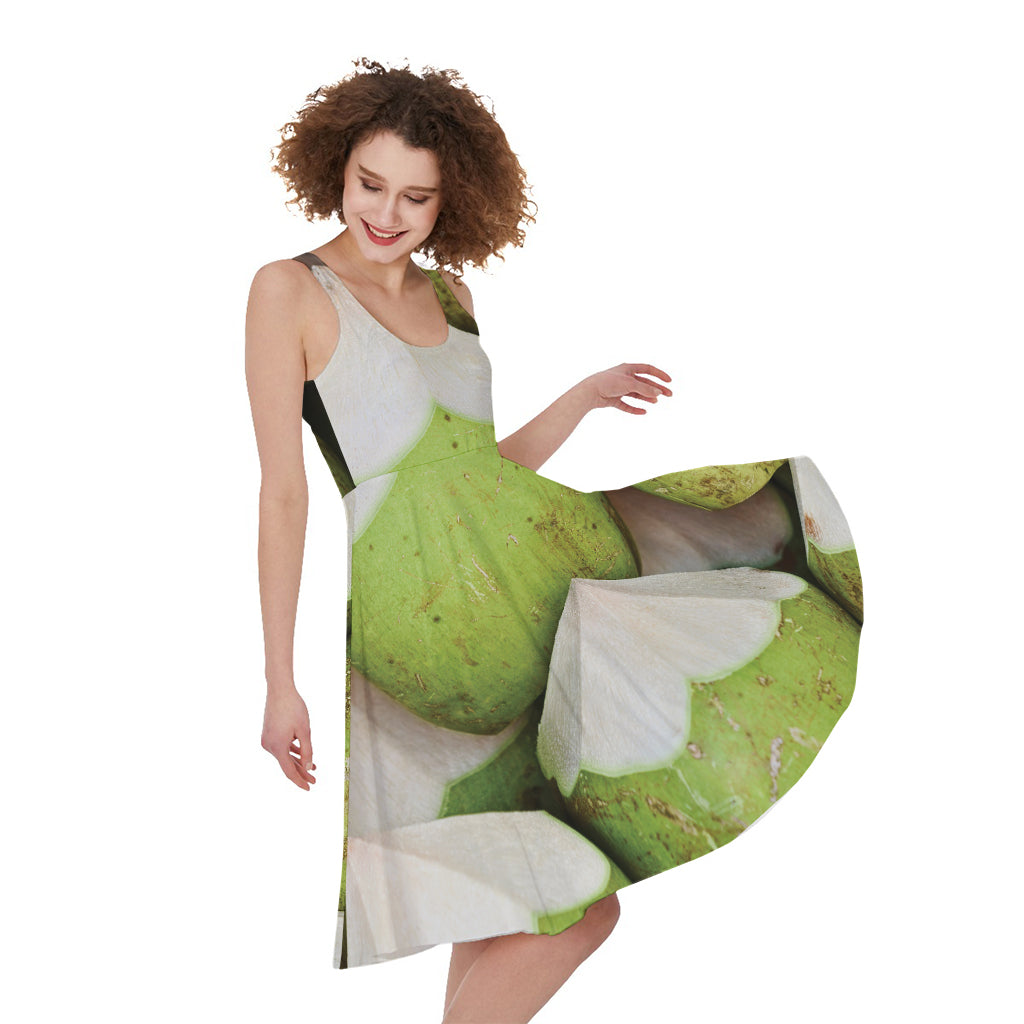 Coconut 3D Print Women's Sleeveless Dress
