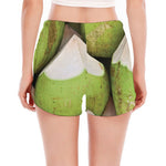 Coconut 3D Print Women's Split Running Shorts