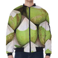 Coconut 3D Print Zip Sleeve Bomber Jacket
