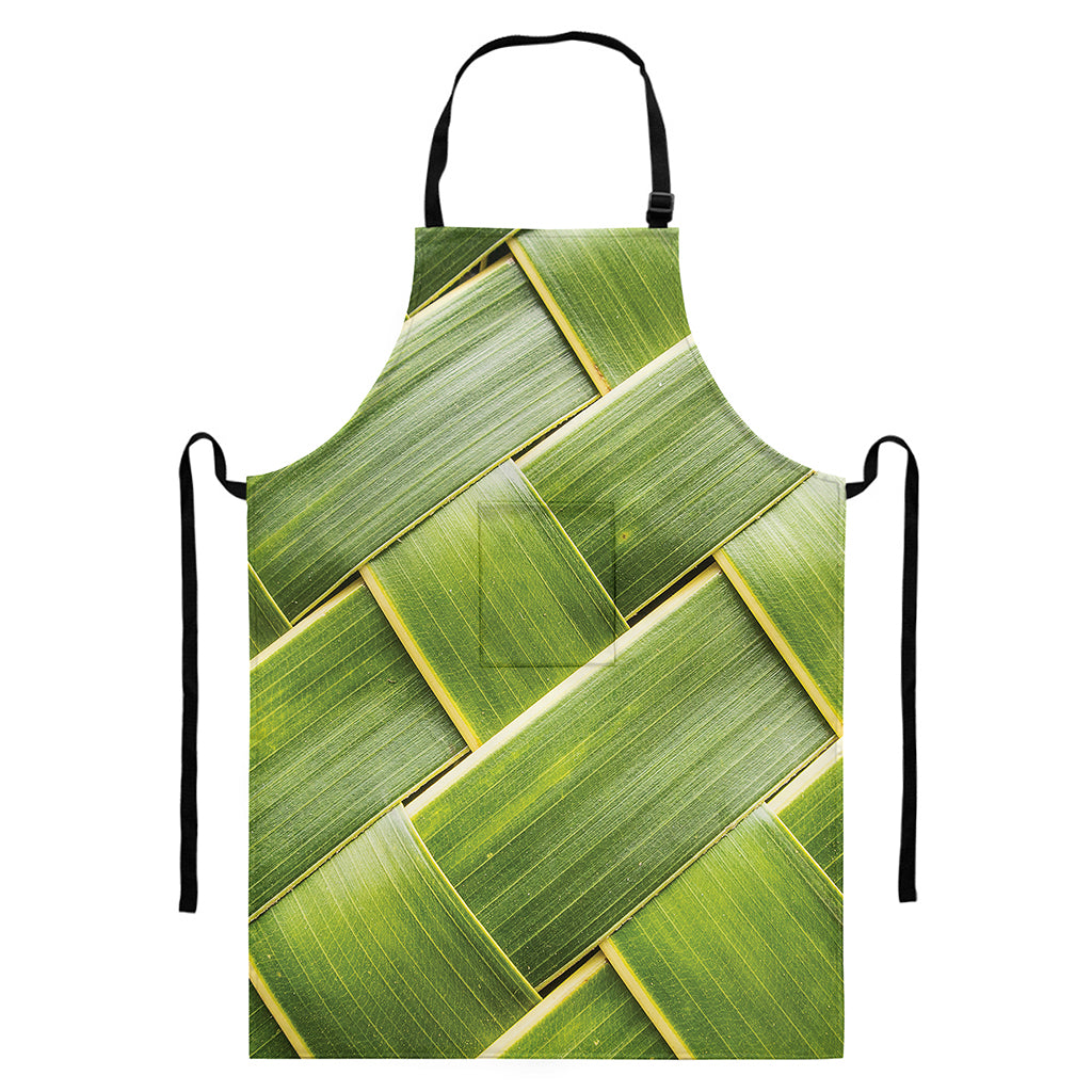 Coconut Leaf Print Bib Apron With Pocket