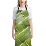 Coconut Leaf Print Bib Apron With Pocket