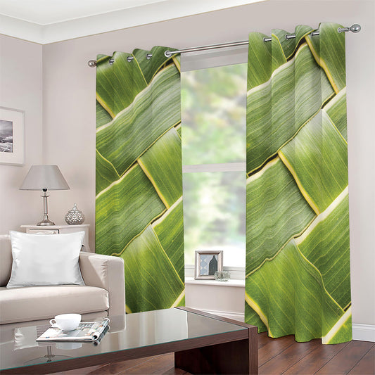 Coconut Leaf Print Blackout Grommet Curtains