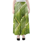 Coconut Leaf Print Chiffon Maxi Skirt