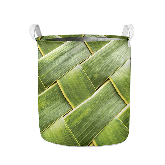 Coconut Leaf Print Collapsible Laundry Basket
