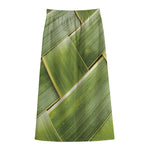 Coconut Leaf Print Cotton Front Slit Maxi Skirt