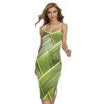 Coconut Leaf Print Cross Back Cami Dress