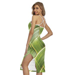 Coconut Leaf Print Cross Back Cami Dress