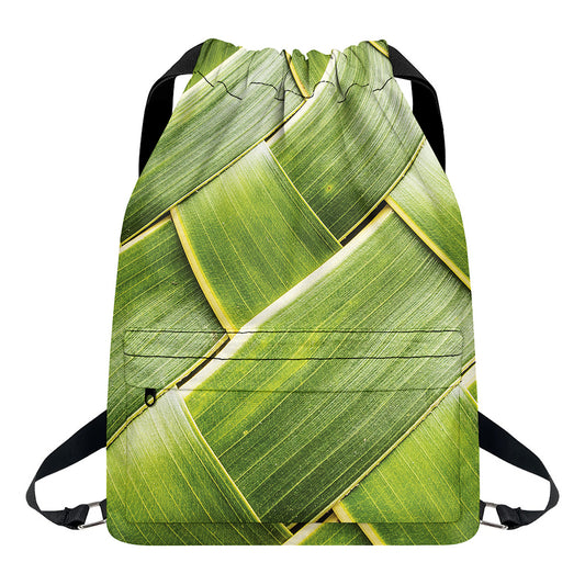 Coconut Leaf Print Drawstring Backpack
