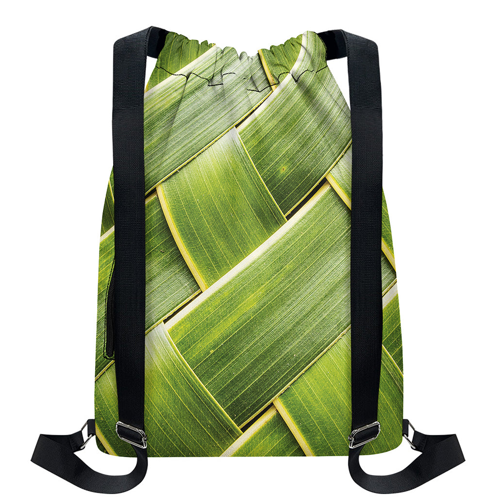 Coconut Leaf Print Drawstring Backpack