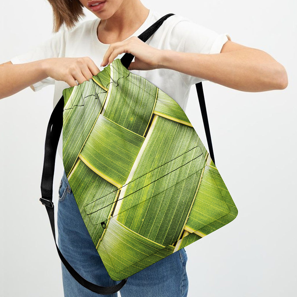 Coconut Leaf Print Drawstring Backpack