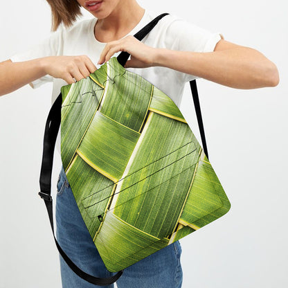Coconut Leaf Print Drawstring Backpack