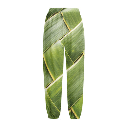Coconut Leaf Print Fleece Lined Knit Pants
