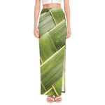 Coconut Leaf Print High Slit Maxi Skirt