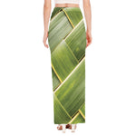 Coconut Leaf Print High Slit Maxi Skirt