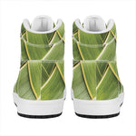 Coconut Leaf Print High Top Leather Sneakers