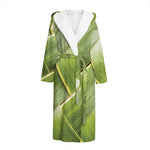 Coconut Leaf Print Hooded Bathrobe