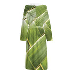 Coconut Leaf Print Hooded Bathrobe