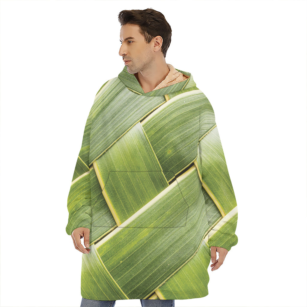 Coconut Leaf Print Hoodie Blanket