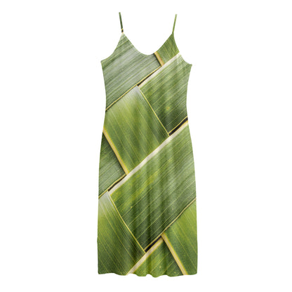 Coconut Leaf Print Jersey Midi Cami Dress