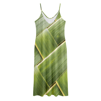 Coconut Leaf Print Jersey Midi Cami Dress