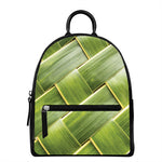 Coconut Leaf Print Leather Backpack