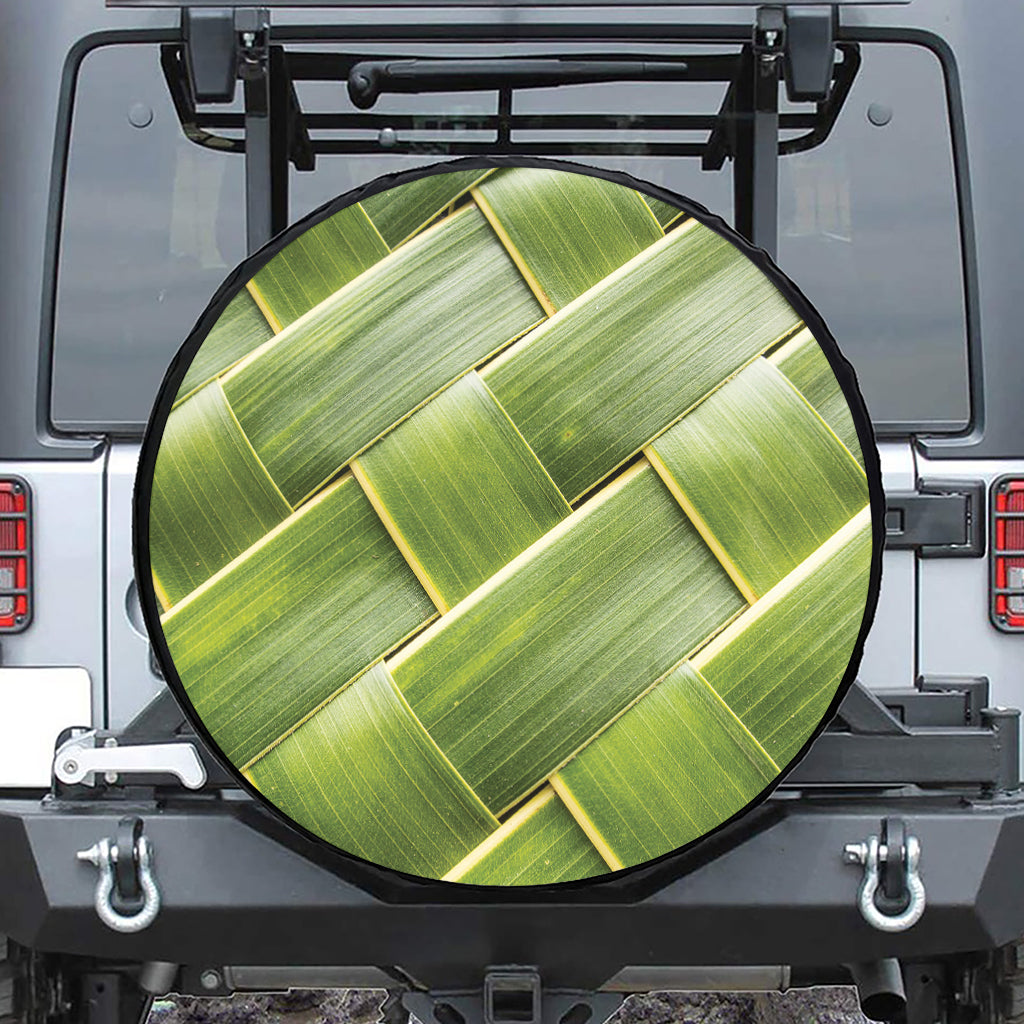 Coconut Leaf Print Leather Spare Tire Cover