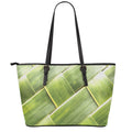 Coconut Leaf Print Leather Tote Bag With Zipper