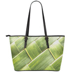 Coconut Leaf Print Leather Tote Bag