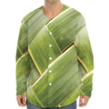 Coconut Leaf Print Long Sleeve Baseball Jersey