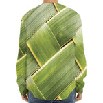 Coconut Leaf Print Long Sleeve Baseball Jersey