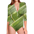 Coconut Leaf Print Long Sleeve Swimsuit