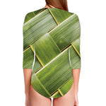 Coconut Leaf Print Long Sleeve Swimsuit