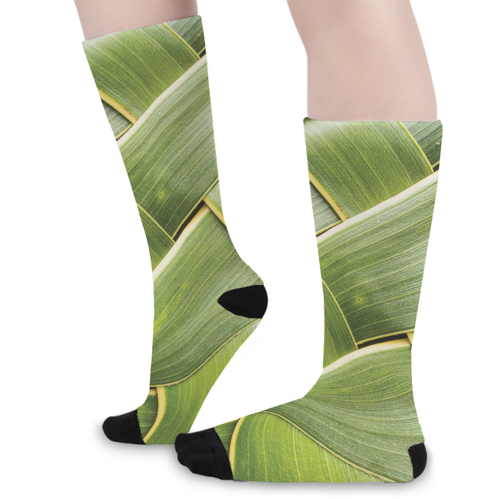 Coconut Leaf Print Long Socks