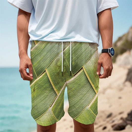 Coconut Leaf Print Men's Cargo Shorts