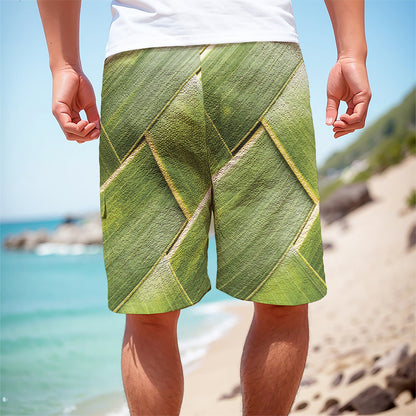Coconut Leaf Print Men's Cargo Shorts