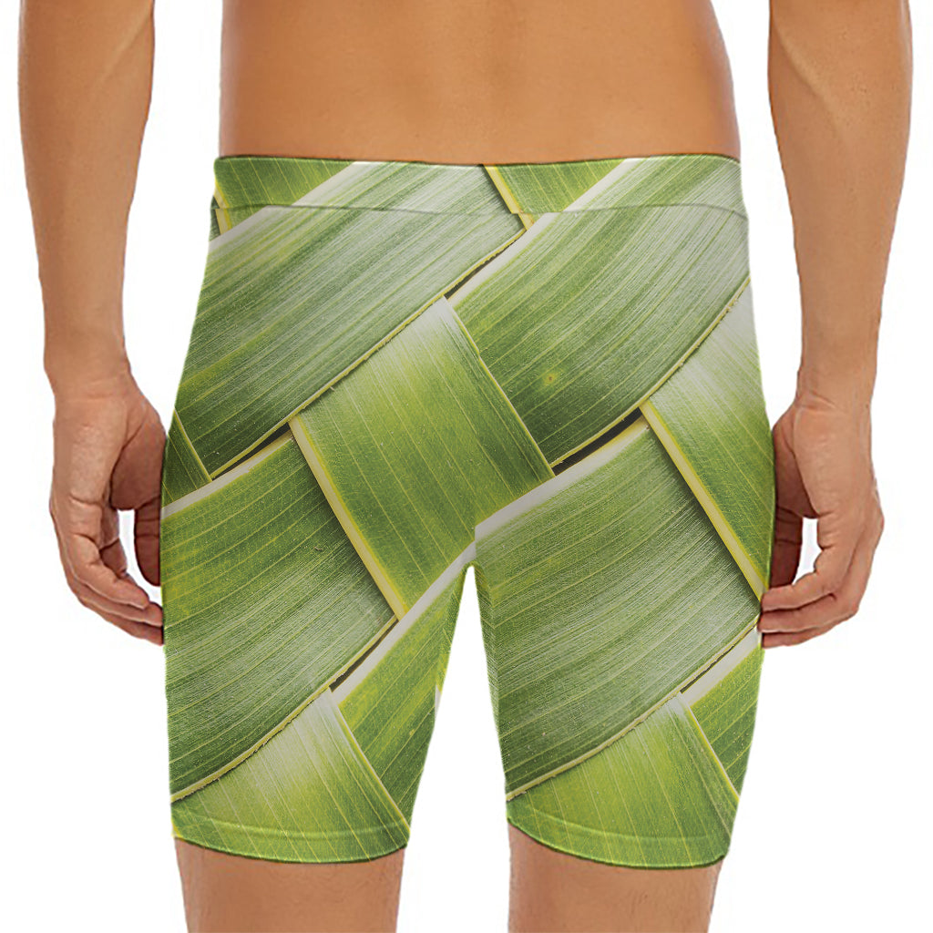 Coconut Leaf Print Men's Long Boxer Briefs