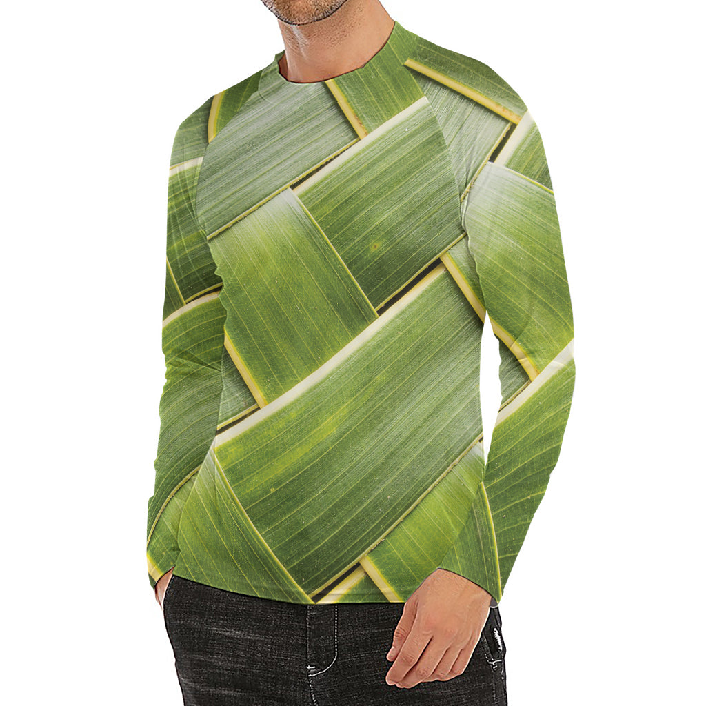Coconut Leaf Print Men's Long Sleeve Rash Guard