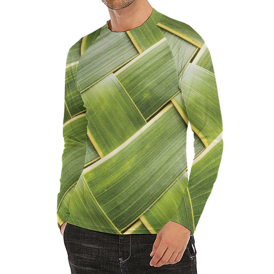 Coconut Leaf Print Men's Long Sleeve Rash Guard