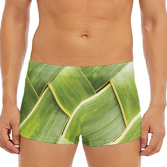 Coconut Leaf Print Men's Short Boxer Briefs