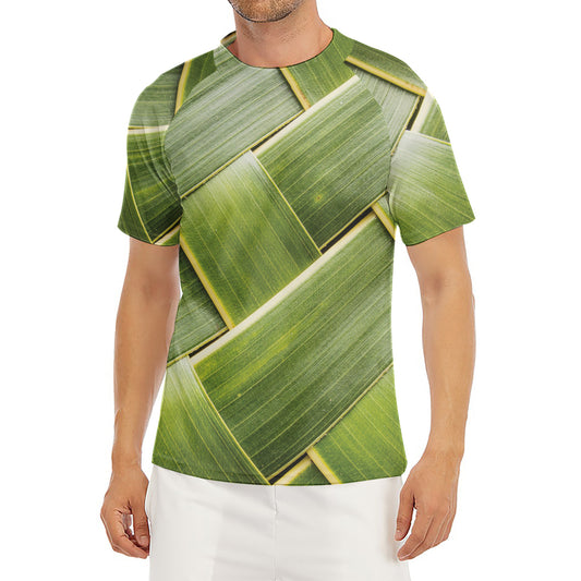 Coconut Leaf Print Men's Short Sleeve Rash Guard