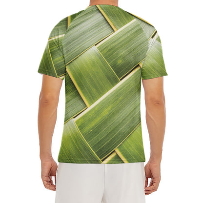 Coconut Leaf Print Men's Short Sleeve Rash Guard