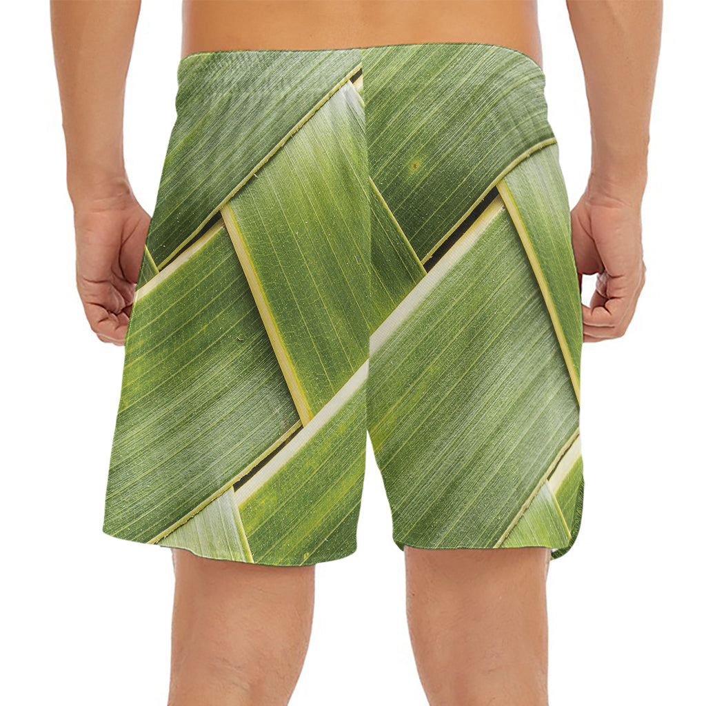 Coconut Leaf Print Men's Split Running Shorts