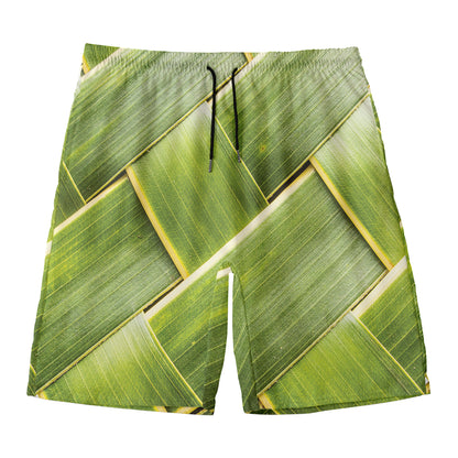 Coconut Leaf Print Men's Swim Trunks