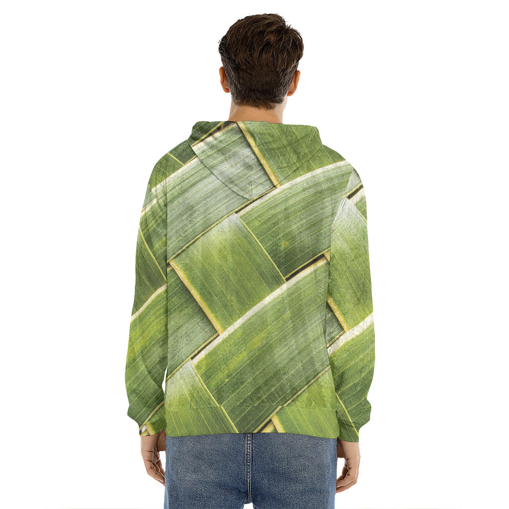 Coconut Leaf Print Men's Velvet Pullover Hoodie