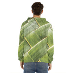 Coconut Leaf Print Men's Velvet Pullover Hoodie