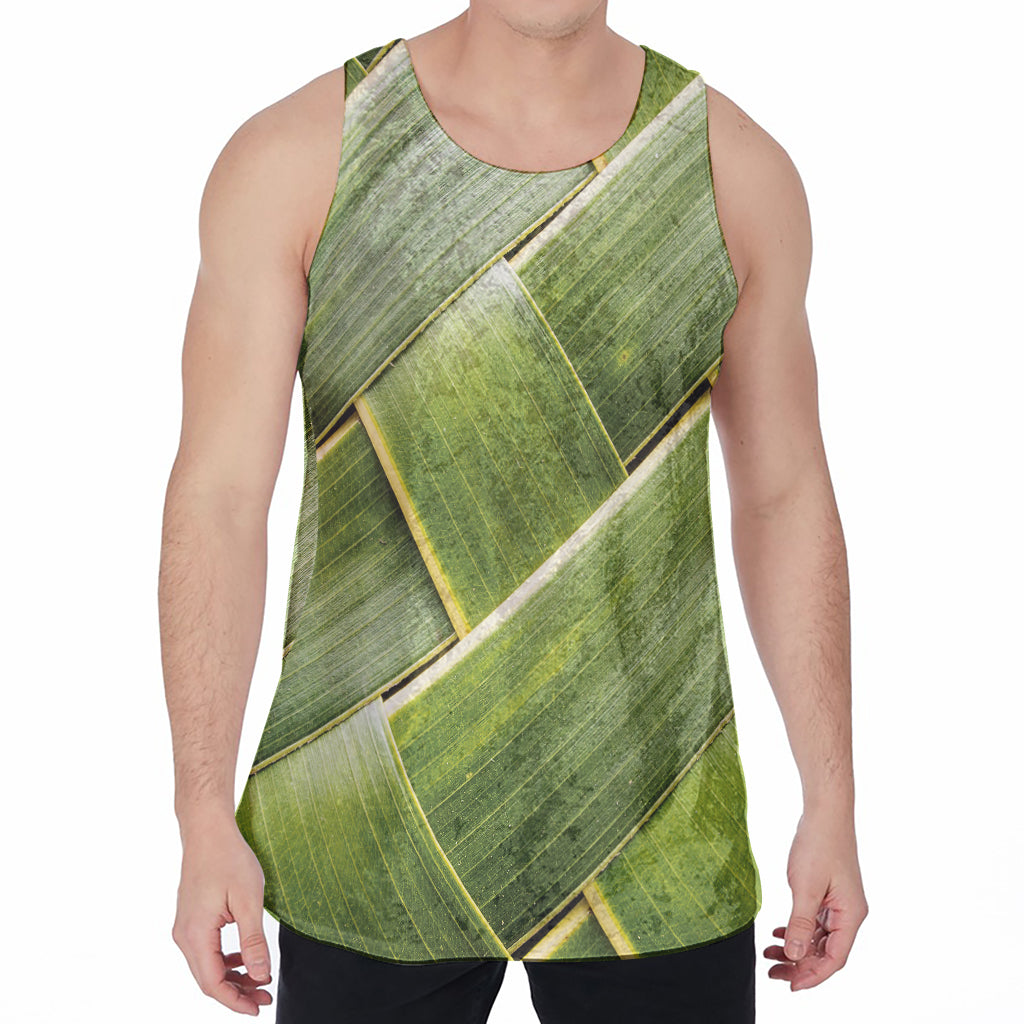 Coconut Leaf Print Men's Velvet Tank Top