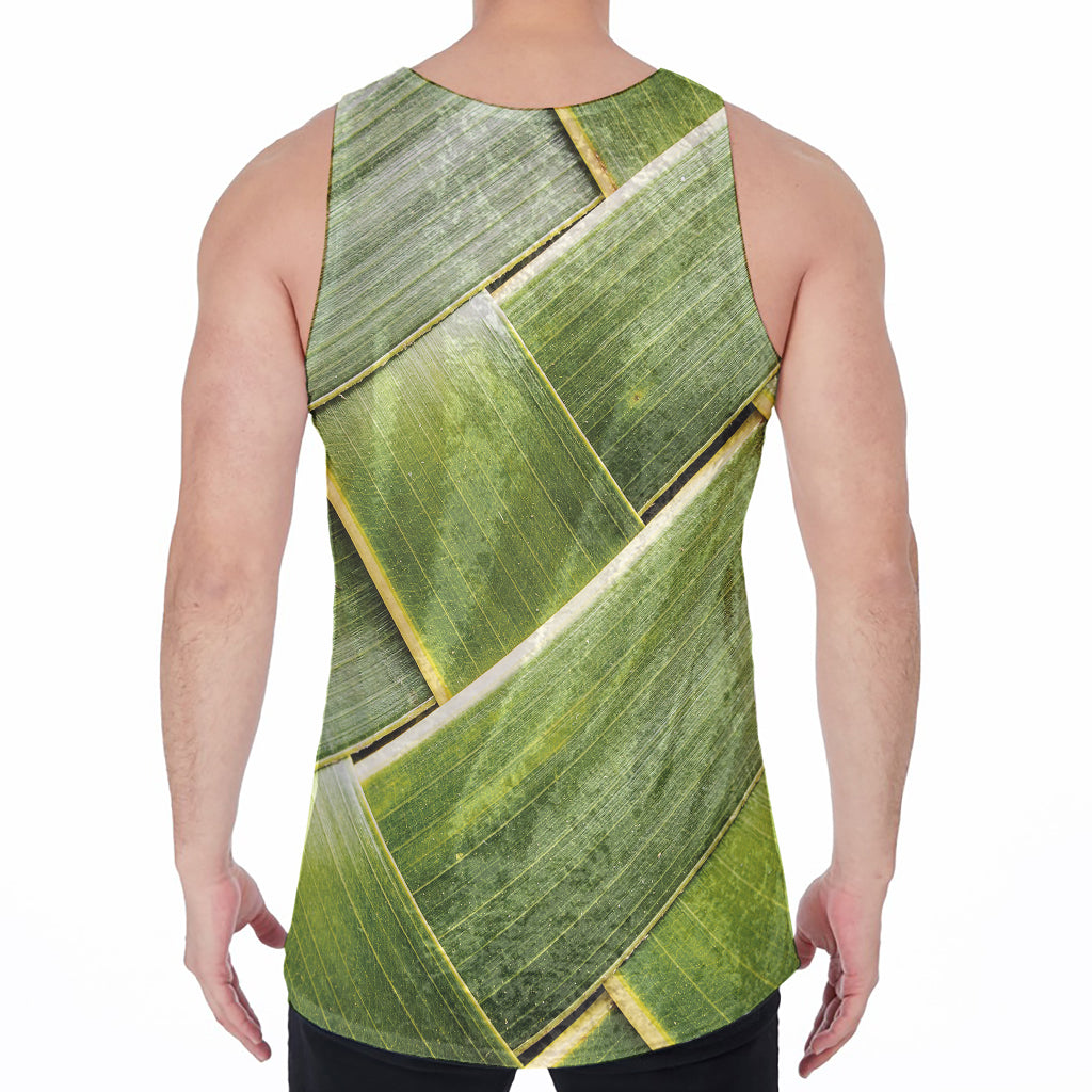 Coconut Leaf Print Men's Velvet Tank Top