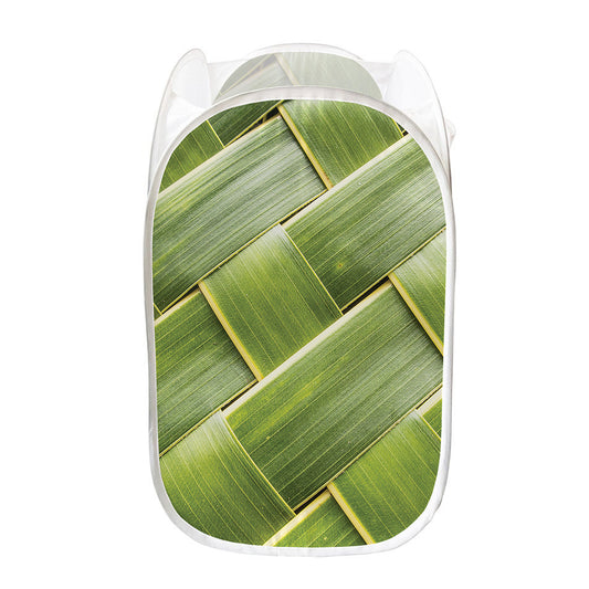 Coconut Leaf Print Mesh Laundry Hamper