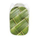 Coconut Leaf Print Mesh Laundry Hamper