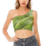 Coconut Leaf Print One Shoulder Crop Top